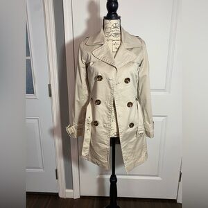 A|wear Vintage Tan Double-Breasted Classic Trench Coat w/ Pockets & Belt 10 N
